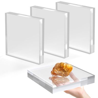 Acrylic Base Stand 4 Pack 6 X 6 X 1 Inch Acrylic Blocks for Display Trophy Base Clear Square Cube Riser Display Cylinder Pedestal Stands for Collectibles Jewelry Props Food Display 4PCS-661"