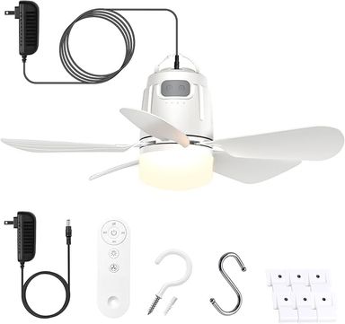 Amazon.com: Gliztech Gazebo Fan Outdoor Hanging with Light, Patio Plug in Ceiling Fan with 16.5ft Cord, Remote & Hook, Portable for Outside Canopy, Pop up Tent, Pergola (20'') : Tools & Home Improvement