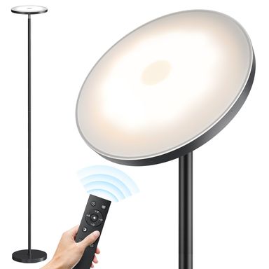 SUNMORY Floor Lamps for Living Room, 32W/3000LM Super Bright LED Floor Lamp with Remote Control, 69" Tall Standing Lamp with Stepless Dimmable, Modern Torchiere Corner Lamp for Bedroom, Office Black