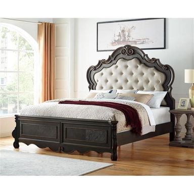 BOWERY HILL Traditional Multi-Step Molasses King Wood Panel Bed