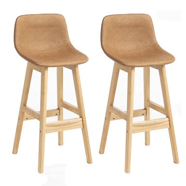 (2PCS) Bar Stool, Home Kitchen Solid Wood Back Chair, PU Cushion Breakfast Chair，Milk Tea Shop/Front Desk Cushion High Chair(A,72cm) 72cm A