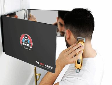 The 360 Mirror - Adjustable Telescoping Hooks - Self Haircut Mirror for Men - 3 Way Mirror for Hair Cutting - Mirror for Self Haircutting - Cut your Own Hair Mirror (I Without LED I)