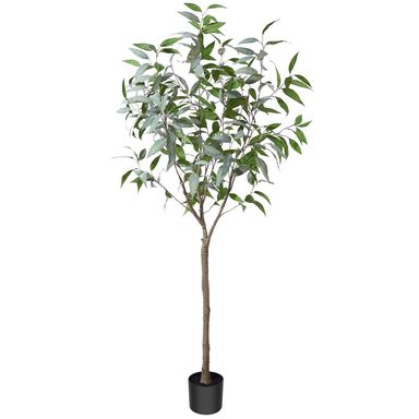 Artificial Eucalyptus Tree 6FT, Tall Fake Eucalyptus Tree Indoor, Large Faux Plants Artificial Silk Trees for Home Decor Outdoor Office Gift Ornaments, Set of 1