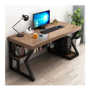 Solid Wood Computer Desk with Bookshelf and UPC Stand, Bedroom Living Room Study Room Game Room PC Study Desk Writing Desk Game Table (Size : 150X70X75CM)