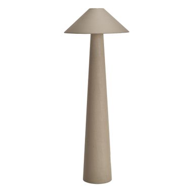 Bloomingville Tall Linen Floor Lamp with Shade and Inline Foot Switch, Natural