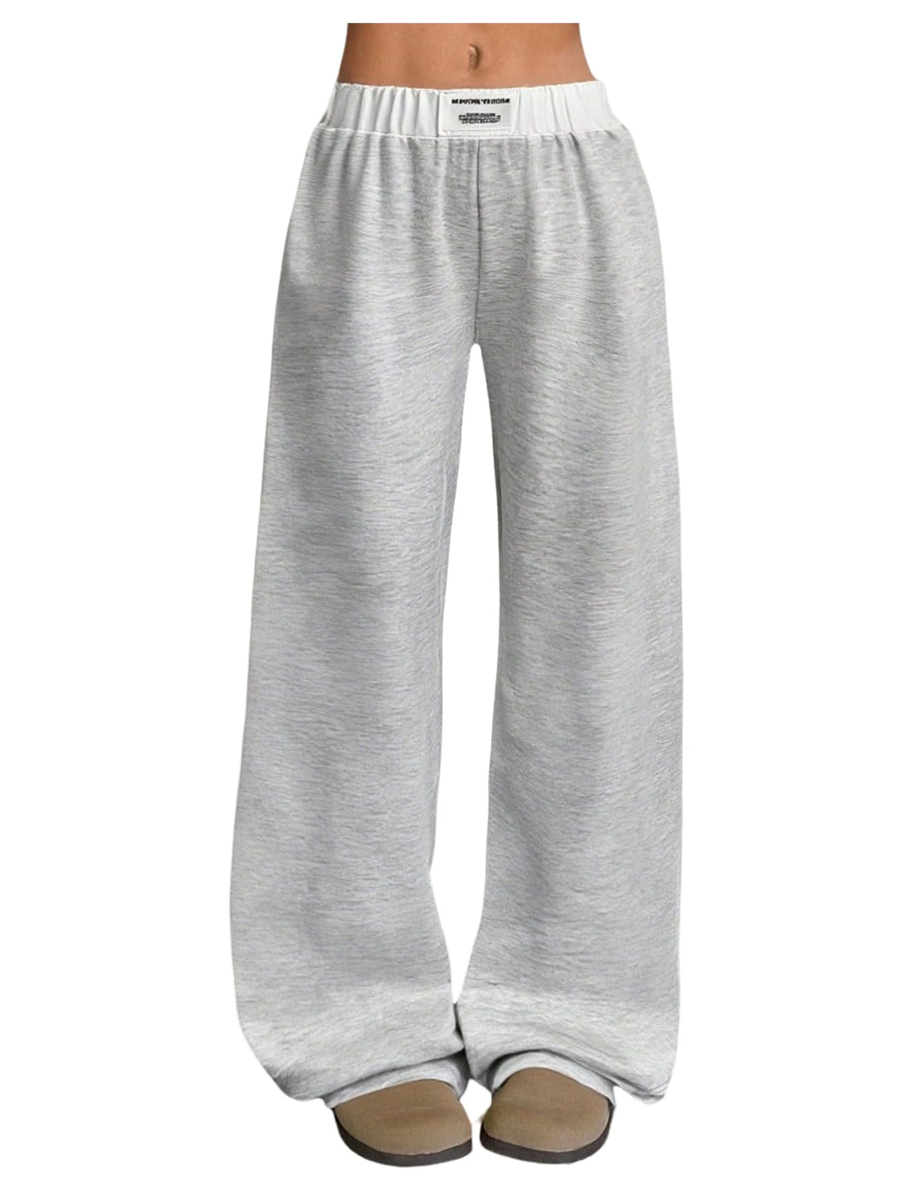 Trendy Grey Baggy Sweatpants for Girls 14Y - Letter Patched Wide Leg Joggers