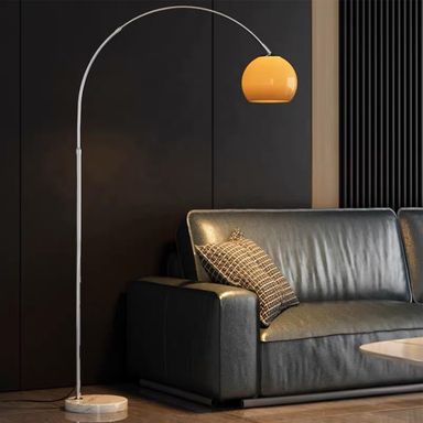 LightInTheBox Modern LED Arc Floor Lamp Silver Floor Lamp Glass Shade Standing Lamp with Marble Base Floor Light for Living Room Reading Bedroom Home Office