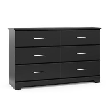 Storkcraft Brookside 6 Drawer Double Dresser (Black) – GREENGUARD Gold Certified, For Nursery, Kids Organizer, Chest of Drawers Black 6 Drawer Dresser