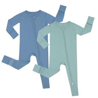JunNeng Rayon of Bamboo Baby Sleeper with Mittens Cuffts Feet & Non-Slip Design, 2 Way Zipper Pjs Sleep'N Play Romper
