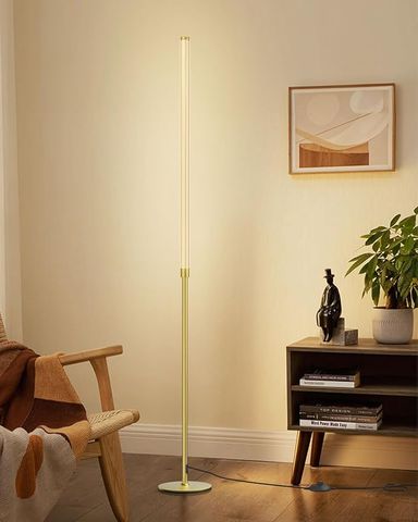 DENGALA Minimalist Corner Floor Lamp - 3000K-6000K LED Linear Standing Lamp - Dimmable Modern Floor Lamp with Remote & Foot Switch for Living Room, Bedroom (Gold) - Amazon.com