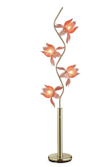 Ore International K9334G 73-Inch Flower Floor Lamp, metal, Brass, 76" x 13" x 13"