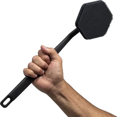 Amazon.com : TOOLETRIES Silicone Back Scrubber - Exfoliating Shower Brush, Back Washer for Men, Durable Back Brush with Long Handle - Long Lasting Bath & Shower Accessories - Charcoal : Beauty & Personal Care