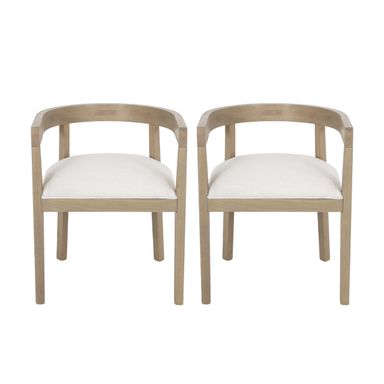 Christopher Knight Home Ladieu Tub Dining Chairs - Fabric and Wood - Light Ash/Beige (Set of 2) Light Ash + Beige