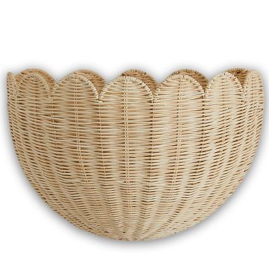 Scalloped Wicker Wall Basket - The Original - Hand Woven Basket - Scalloped Décor Wall Hanging Baskets -16" x 10" x 7"In - Hanging Wall Basket (Natural)