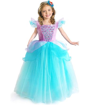 Girls Cinderella Costumes Halloween Princess Dress Up Fancy Birthday Party Ball Gown Mermaid 6-7 Years