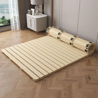 Folding Bed Frame, Solid Wood Futon Frame, Tatami Bed Frames, Wood Roll-Type Slatted Bed Pallet Bed Frame, Floor Bed Frame for Bedroom(74.8" L*39.3" W) 74.8"L*39.3"W