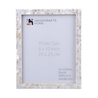 Handicrafts Home 8x10 Picture Frame Mother of Pearl Collection, Handcrafted Photo Frame, Small Picture Frame for Living Room, Wall Decor, Office Desk Decor, Vintage Picture Frames, Gift for her, Thanksgiving gift for friends & Family 8x10 MOP-WHITE