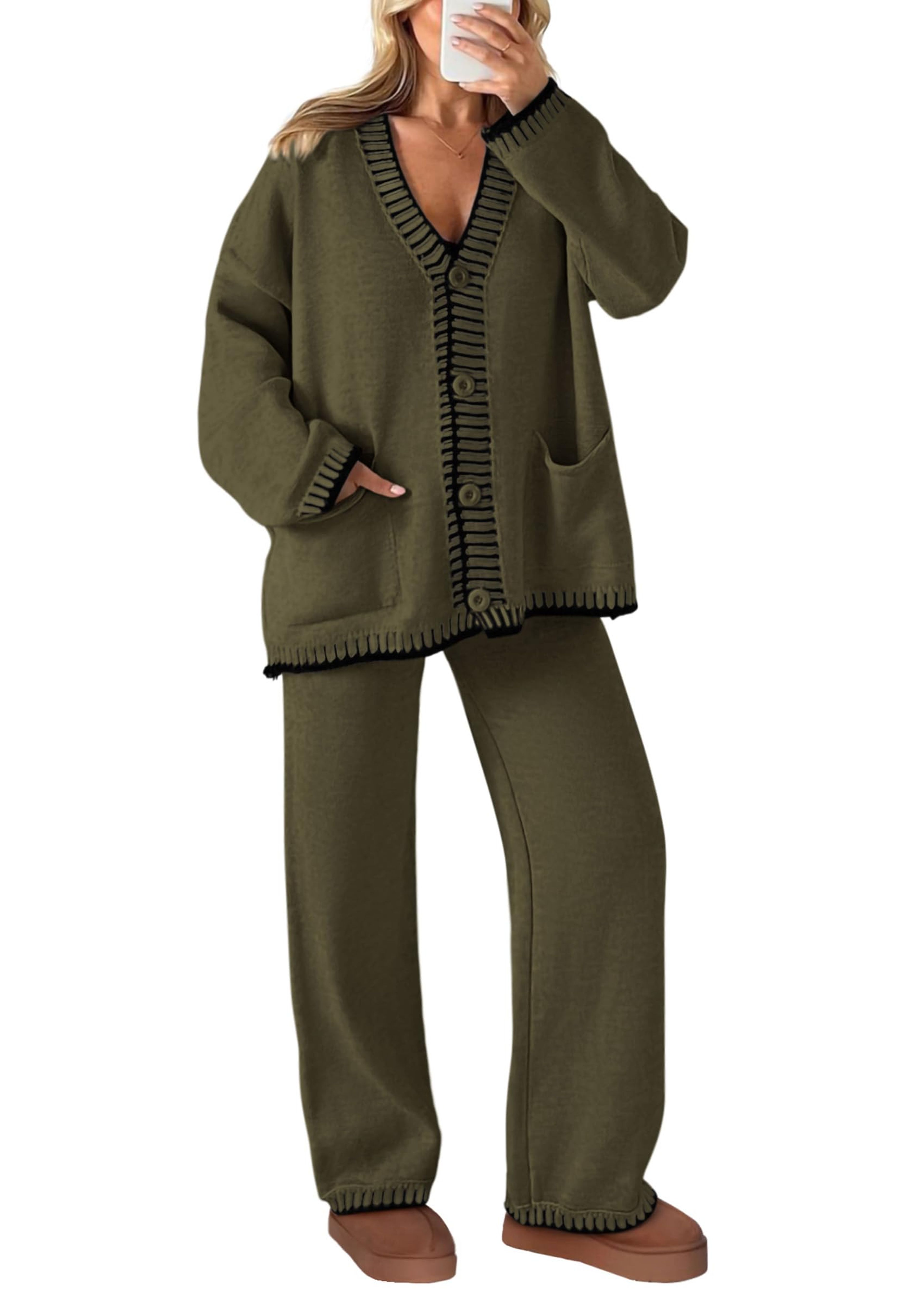 PRETTYGARDEN Women's Fall 2025 Lounge Set 2 Piece Khaki Green