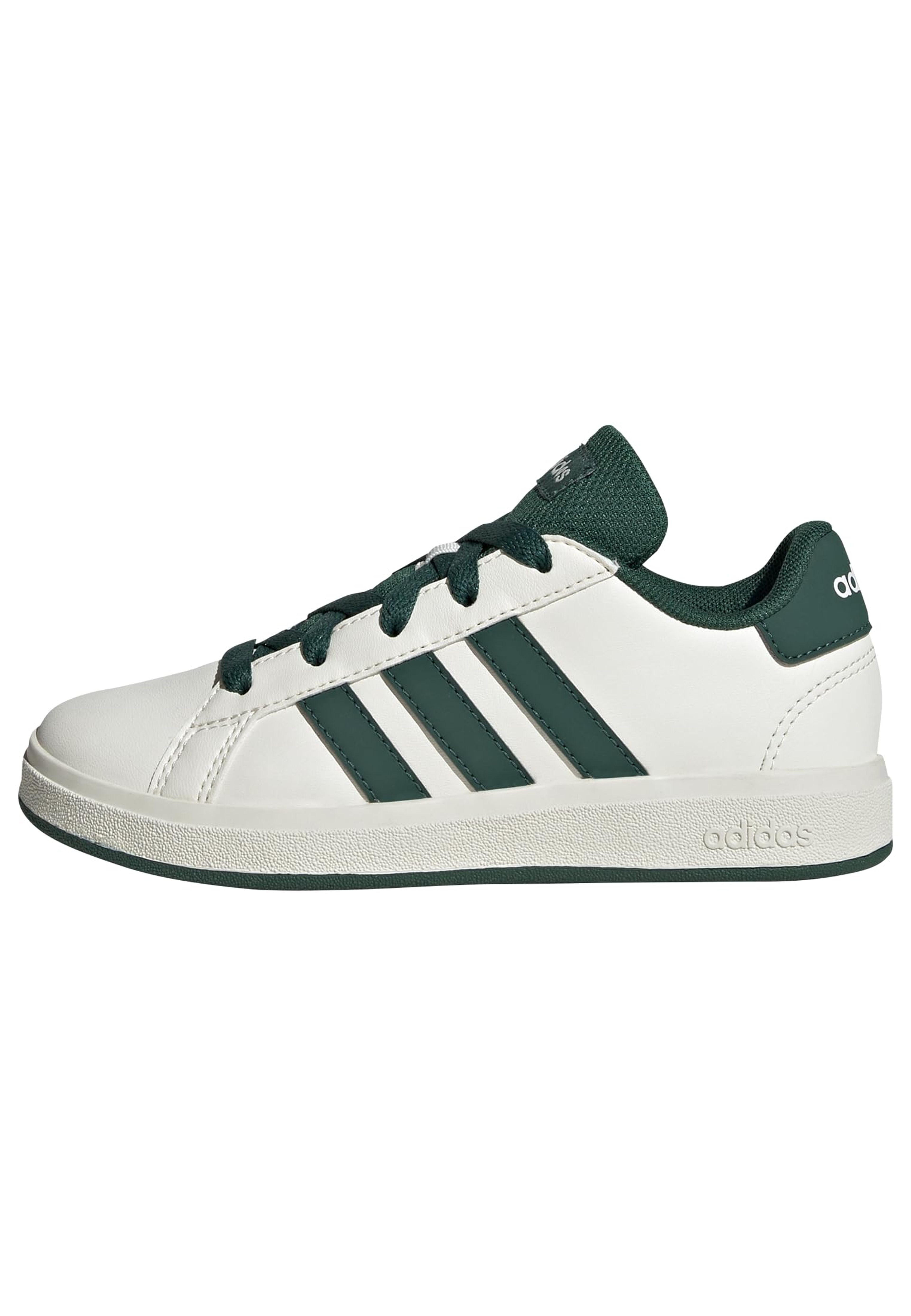 adidas Kids Grand Court Tennis Shoes Off White/Green/Black 36 EU