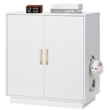 Litter Box Enclosure, 30.9'' High Large Litter Box Furniture, Modern Cat Litter Box Enclosure with Hidden Storage, Side Table, End Table, White GCLB003WT 27.6'' L x 17.7'' W x 31.3'' H White