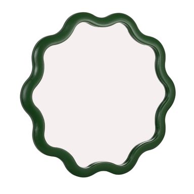 Creative Co-Op WavyScalloped Wood Wavy Wall Mirror, Green