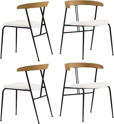 Amazon.com - CHITA Upholstered Modern Dining Chairs Set of 4, Dining Chair with Metal Legs, Mid Century Dining Chair with Wood Back, White - Chairs
