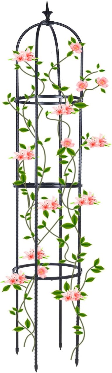 Amazon.com : Trellis for Climbing Plants Outdoor, deaunbr Garden Plant Support Tall Tower Obelisk Vine Cages Plastic Coated Rustproof Metal Pipe Supports for Outdoor Indoor, Potted Plants, Tomato, Rose - 1 Pack : Patio, Lawn & Garden