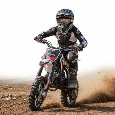 49cc Kids Dirt Bike - Gas-Powered 2-Stroke, Off-Road 10” Tires, Dual Disc Brakes, Upgraded 40x20 Frame, Pull Start Pit Bike, 25MPH Speed, Support up to 330Lbs (Black)