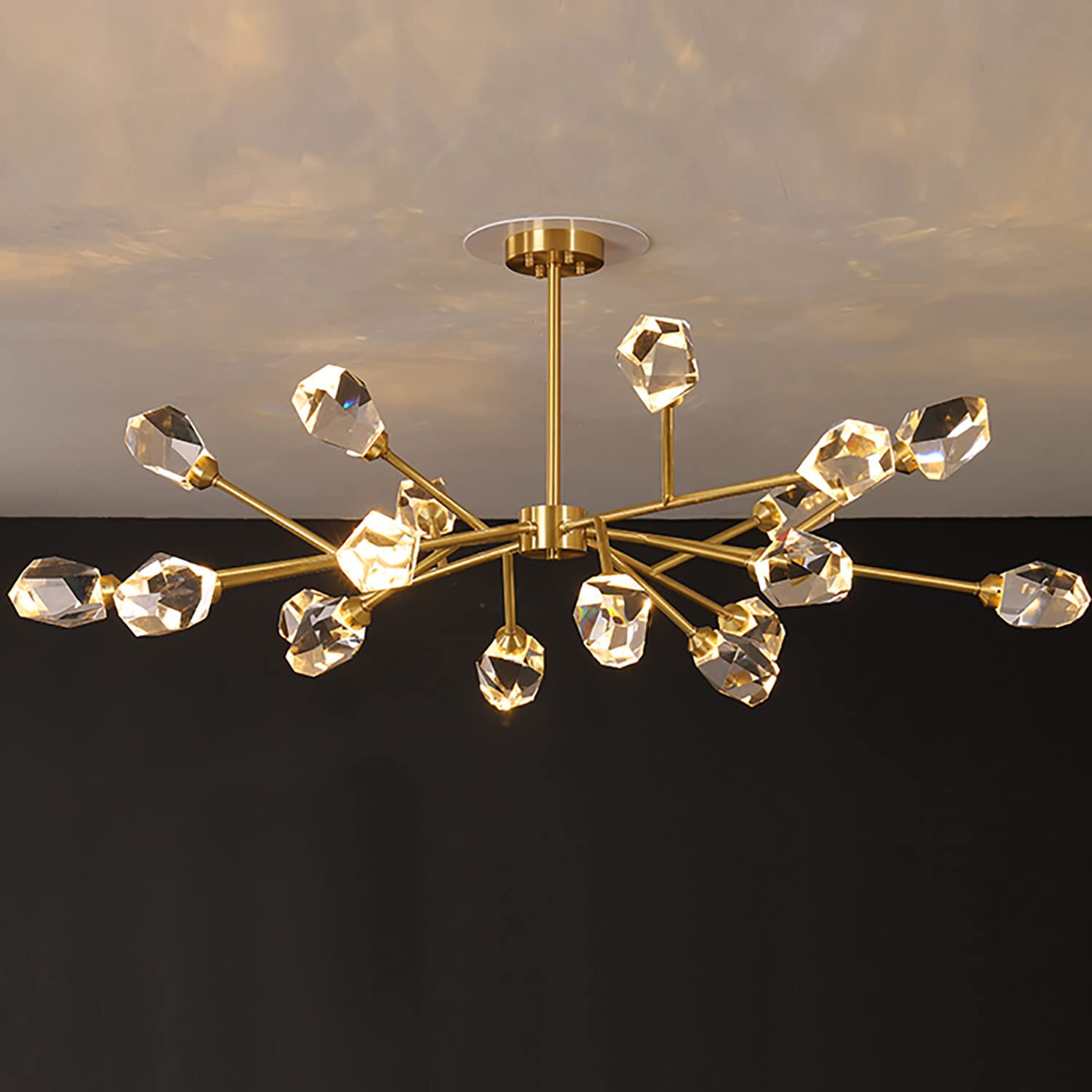 Modern Gold Sputnik Crystal Chandelier, 15 Lights for Dining Room