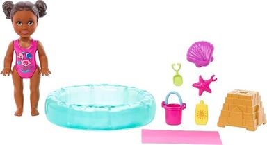 Amazon.com: Barbie Skipper Babysitters Inc Small Doll & Accessories Playset with Brunette Doll, Swimming Pool & Water-Themed Pieces