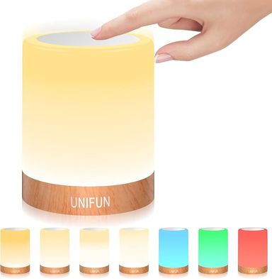 UNIFUN Night Light, Touch Lamp for Bedrooms Living Room Portable Table Bedside Lamps with Rechargeable Internal Battery Dimmable 2800K-3100K Warm White Light & Color Changing RGB (Regular Size)… - Amazon.com