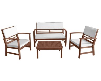 FDW Patio Conversation Set Patio Furniture Patio Sofa Set Outdoor Chat Set 4-Piece Acacia Wood Outdoor Seating Set with Water Resistant Cushions and Coffee Table for Pool Beach Backyard Balcony Garden