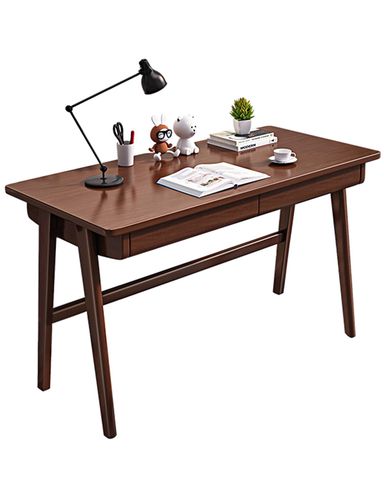 Wood Writing Desk with 2 Drawer,Home Office Desk for Small Spaces Study Desk PC Table Workstation (Walnut, 39.4x23.6x29.5) 39.4x23.6x29.5 Walnut