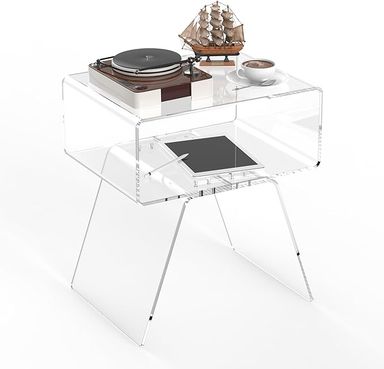 Amazon.com: Acrylic Side Table with Easy Assembly Mini Modern End Table/Nightstand for Bedroom, Living Room, or Bathroom Compact Design Clear : Home & Kitchen