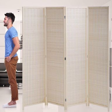 Amazon.com: Room Divider Privacy Screen Folding 4 Panel 72 Inches High Portable Room Seperating Divider, Handwork Bamboo Mesh Woven Design Wall, Room Partitions and Dividers Freestanding, Natural : Home & Kitchen