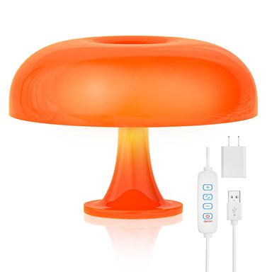 Orange Mushroom Lamp, Mushroom Shaped Donut Lamp with 3 Lighting Modes, 70s Retro Mid Century Modern Light for Bedroom, Dimmable Funky Unique Light Cool Home Decor Aesthetic