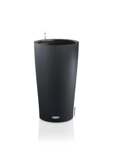 Lechuza CILINDRO Color 32 Self Watering Planter Garden Plastic Indoor and Outdoor Flower Plant Pot with Drainage Hole D32 H56 cm Slate Slate D32 H56 cm Single