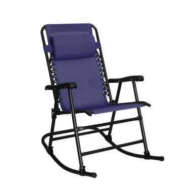 Amazon Basics Outdoor Patio Zero Gravity Folding Reclining Lounge Rocking Chair with Pillow, Afforable Folding Chairs for Outside, Navy