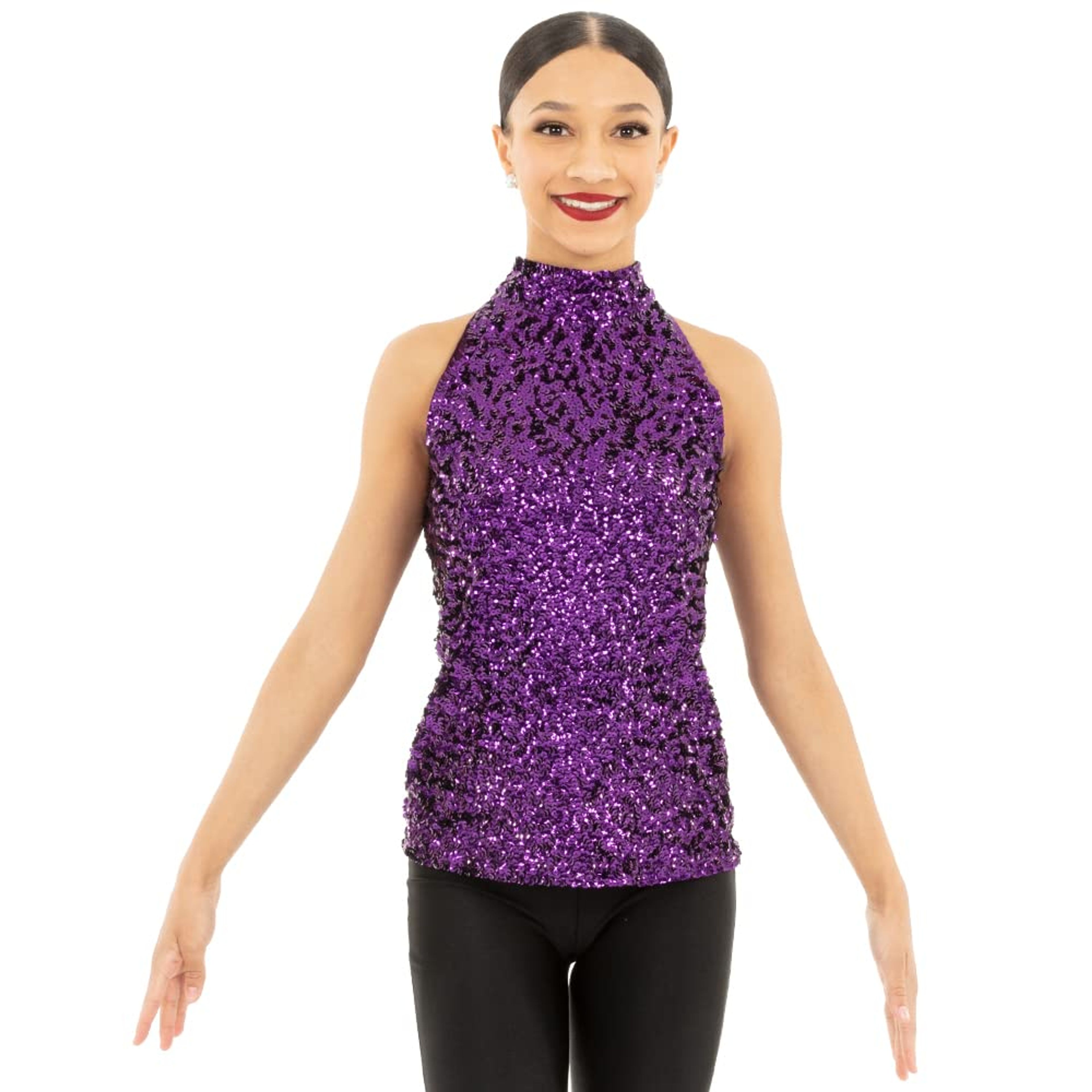 Girls' Purple Sequin Sparkle Tank Tunic Dress Small - Alexandra Collection