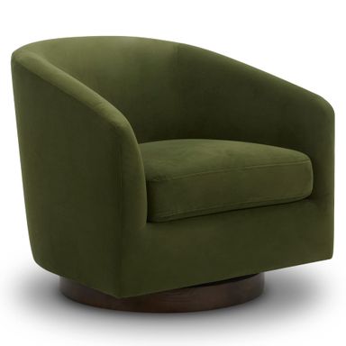 CHITA Swivel Accent Chair, FSC Certified Upholstered Velvet Barrel Chair for Living Room, Fully Assembled, Forest Green Forest Green 1