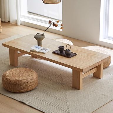 Low Coffee Table for Sitting on The Floor, Japanese Floor Table Solid Wood, Wooden Coffee Table Furniture for Living Room, Reception Rooms, 23.7x14x12in
