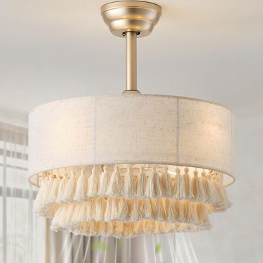 20" Gold Boho Fandelier Ceiling Fan with Light, Gold Boho Chandelier Ceiling Fans with Lights Remote Control, Caged 6-Speed for Bedroom, Nursery, Living Room