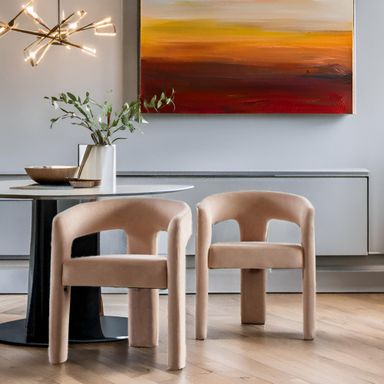 Modern Barrel Dining Chairs Set of 2 Upholstered Velvet Accent Side Chair with Arms Comfy Makeup Vanity Chairs, Dining Living Room Kitchen Chairs Armchairs, Khaki 2 Velvet; Khaki