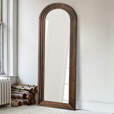 NeuType Full Length Mirror 65"x22" Large Arched Floor Mirror Wood Frame for Bedroom, Wall-Mounted or Leaning, Charcoal Baked, No Stand