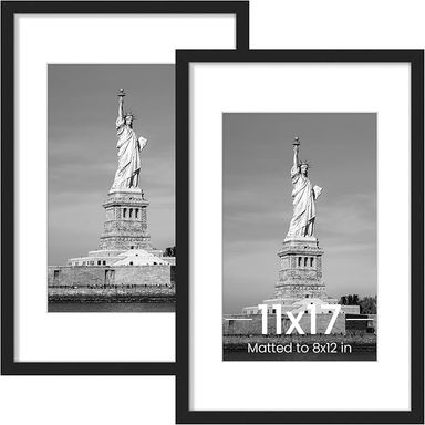 Amazon.com: ENJOYBASICS 11x17 Picture Frame, Display Poster 8x12 with Mat or 11 x 17 Without, Wall Gallery Photo Frames, Black, 2 Pack : Home & Kitchen