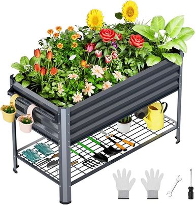 Amazon.com: Pikorce Raised Garden Bed with Legs 48x24x32 Inch, Outdoor Metal Elevated Galvanized Large Planter Box Stand with Drainage Holes for Backyard, Patio, Balcony 400lb Capacity(Dark Grey) : Patio, Lawn & Garden