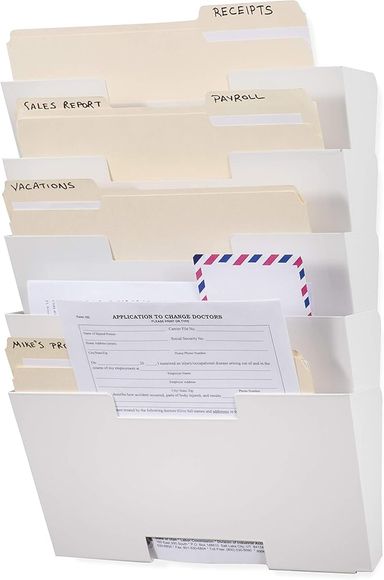 Amazon.com : Wallniture Lisbon Metal Wall File Holder Organizer, Wall Mount File Holder, 5-Tier Office Decor and Magazine Holder, File Folders Letter Size White Rack : Office Products