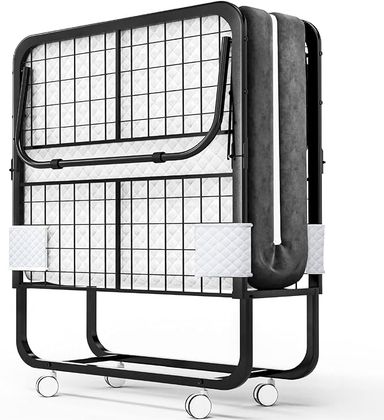 Amazon.com: EconoHome Folding Bed with Mattress - 75x38 Twin Size Frame - Portable Rollaway Guest Bed with 5-inch Memory Foam Mattress - Space-Saving Foldable Design for Easy Storage : Home & Kitchen