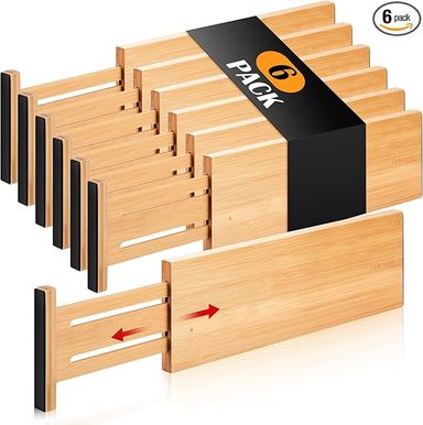 Amazon.com: Fabsome Dresser Drawer Organizers 6 Pack, 4.65'' High Adjustable from 12.5-17‘’ Bamboo Drawer Dividers for Clothing Baby Clothes, Wooden Separators for Dresser Nursery Organization with Soft Foam Ends : Home & Kitchen
