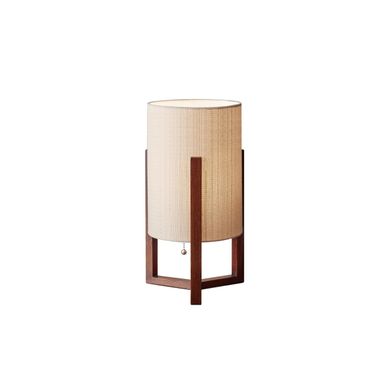 Adesso Quinn Table Lantern - Walnut Birch Wood & Natural Linen Shade – Perfect Nightstand, End Table, and Desk Lamp
